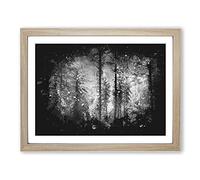 Montana Forest Paint Splash Modern Art Framed Print | A4 Oak Framed Wall Art | Ready to Hang | Modern Landscape Picture | Living Room Bedroom Lounge Office