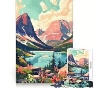Montana Glacier Lake Nature Art for Adults 1000 Piece Jigsaw Puzzle Memory Boost Leisure Activity Clean Edges Great Gift size 50x75cm