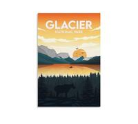 Montana Glacier Vintage Travel Posters National Park Canvas Art Print Office Family Bedroom Decorative Posters Gift Wall Decor Poster 12x18inch(30x45cm) Unframe-style