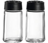 Montana Glass Salt & Pepper Shakers - Set of 2, Screw Top, Black Lid, 90ml