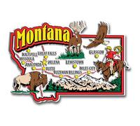 Montana Jumbo State Magnet by Classic Magnets, 4" x 2.8", Collectible 3D Rubber Vintage-Style Souvenirs and Gifts Made in The USA