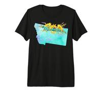 Montana Pride Watercolor Floral State Silhouette Art Premium T-Shirt