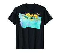 Montana Pride Watercolor Floral State Silhouette Art T-Shirt