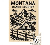 Montana Ranch Country Barn And Mountains 1000 Piece Jigsaw Puzzle for Adults, 70x50cm/1000pcs, January Puzzle Activity, Screen-Free Leisure And A Calmer Routine