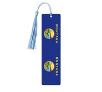 Montana State Flag 5 Pc Artistic Bookmark Set for Women, Tassel Wooden Bookmarks Study Supplies