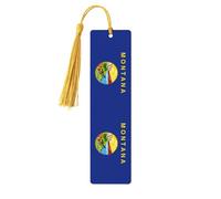 Montana State Flag 5 Pc Artistic Bookmark Set for Women, Tassel Wooden Bookmarks Study Supplies