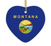 Montana State Flag Christmas Ornaments Tree Decorations Hanging Ornaments Heart Ceramic Outdoor Indoor Home Decor