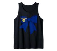 Montana State Flag Girl Coquette Bow Ribbon Tank Top