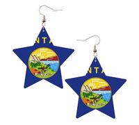 Montana State Flag Leather Star Shaped Earrings Fashion Accessories Lightweight Festivals Parties Everyday Life