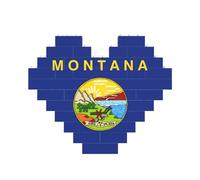 Montana State Flag Print 3D Jigsaw Art Brick Puzzle Heart-Shaped Desk Decor Building Blocks 30 pieces DIY Gift