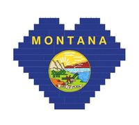 Montana State Flag Print Art Brick Puzzle Heart Shaped DIY Building Blocks Set 3D Jigsaw Home Decor 53 Pieces