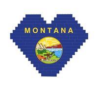 Montana State Flag Print Art Brick Puzzle Heart Shaped DIY Building Blocks Set 3D Jigsaw Home Decor 82 Pieces