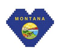 Montana State Flag Print Art Brick Puzzle Heart Shaped DIY Building Blocks Set 3D Jigsaw Home Decor 82 Pieces