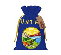 Montana State Flag Print Birthday Gifts Wrap Bag Unique Drawstring Gifts Bag Canvas Bags for Party Wedding Present,1 Piece S