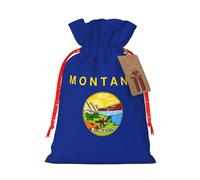 Montana State Flag Print Christmas Bags Holiday Present Drawstring Gift Sacks Birthday Xmas Party Favors