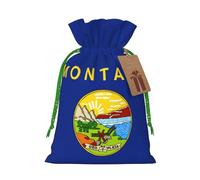 Montana State Flag Print Christmas Drawstring Gift Bags Holiday Party Xmas Birthday Favors Present Sacks