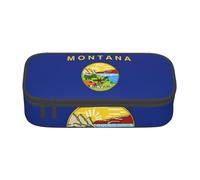 Montana State Flag Print Large Capacity Pencil Pouch, Office Stationery Organizer, Portable Pen Bag For Office