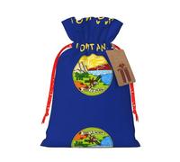 Montana State Flag Print Reusable Gift Bags,Drawstring Gift Bags For Jewelry And Gifts,For Festive Occasions