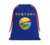 Montana State Flag print Super soft velvet drawstring storage bag, fit for Halloween promotion multifunctional bag