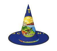 Montana State Flag Print Teens Adults Halloween Witch Hat Unisex Cap For Wide Brim Carnivals Party Accessory