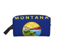 Montana State Flag Print Toiletry Bag for Men Travel Toiletry Bag, Spacious Capacity Cosmetic Bag for Women