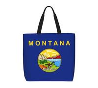 Montana State Flag Print Tote Bag For Women, Work Handbags, Large Capacity Casual Shoulder Handbags, For Travel Gym