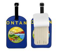 Montana State Flag Printed Leather Luggage Tag, Durable Baggage Identifier, Soft PU ID Label, for Business Travel