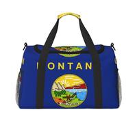 Montana State Flag Travel Bag, Weekender Bags For Women Men For Outdoor Adventures, Ideal For Camping And Hiking, Black, One Size