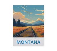 Montana Vintage Travel Poster,Jigsaw Puzzles for Adults 1000 Piece, Classic Puzzle Teens Boys Girls Puzzles Sturdy Tight Fitting Pieces,Letters On Back for Ideal Challenging And Gift(50x70cm)-DD30