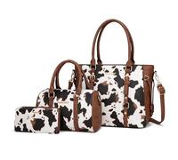 Montana West 3PCS Purses for Women Tote Bag and Wallet Set Shoulder Satchel Handbags, Y Cow Brown, Classic
