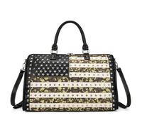 Montana West American Flag Studded Weekender Bags Patriotic Duffle Bag Large Carry on for Men & Women, Flag-army Green, 20.5"(L) x 9"(W) x 14"(H)