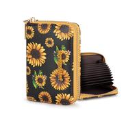 Montana West Credit Card Holder for Women Small RFID Wallet with Zipper Card Case Wallet Unisex, Print-Gerbera, Minimalist