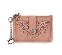 Montana West Credit Card Holder for Women Western Card Cases & Money Organizers with RFID Lining Slim Keychain Wallet with Zipper Coin Pocket, Pink