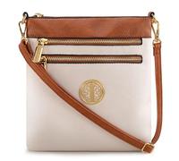 Montana West Crossbody Bags for Women Multi Pocket Cross Body Bag Purses with Adjustable Strap, Splicing Contrast Beige, 9.6 x 8.6 inches