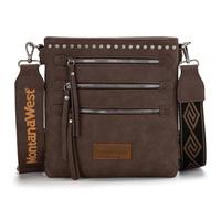 Montana West Crossbody Bags for Women Multi Pocket Cross Body Bag Purses with Guitar Strap, Vintage Coffee, M