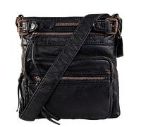 Montana West Crossbody Purse for Women Multi Pocket Bag Ultra Soft Washed Leather Shoulder Handbags, 201-jet Black