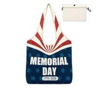 Montana West Foldable Canvas Tote Bag for Women Large Shoulder Bag with Built-In Zip Pouch and America 250th Anniversary Design for Daily Use MW-HB-1402-918-BL