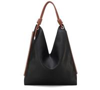 Montana West Hobo Shoulder Bag for Womens Knotted Slouchy Bag, Black/Brown, L, Hobo Bag