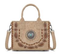 Montana West Mini Tote Bag Embossed Collection Western Floral Tooled Handbag, Tan, One Size