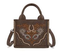 Montana West Mini Tote Bag Western Embroidered Tote Crossbody, Coffee, One Size
