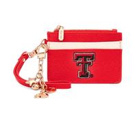 Montana West NCAA Wristlet Wallets for Women RFID Credit Card Holder Wallet, Football Keychain Wristlet Wallet for Gifts, TTU-Red, Casual