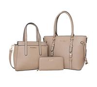 Montana West Purses and Handbags for Women 3PCS Tote Purse and Wallet Set, E-khaki, L