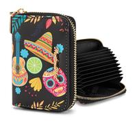 Montana West Rfid Credit Card Holder for Women Slim ID Card Holder Keychain Wallet with Zipper Pocket, Print-Pixie Carnival, Minimalist