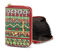 Montana West Rfid Credit Card Holder for Women Slim ID Card Holder Keychain Wallet with Zipper Pocket, Print-Ruby Mosaic, Minimalist