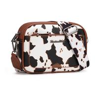 Montana West Small Crossbody Bags for Women Cow Print Purse Triple Zip Shoulder Handbags with Wide Strap, Cow/Brown, S, Crossbody Bag