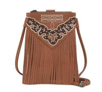 Montana West Small Crossbody Bags for Women Western Cell Phone Purse, Fringe Brown, S, Western Style