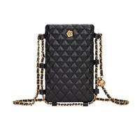 Montana West Small Quilted Cell Phone Purse for Women Soft Chain Crossbody Cellphone Wallet Bag, A Black, S