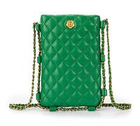 Montana West Small Quilted Cell Phone Purse for Women Soft Chain Crossbody Cellphone Wallet Bag, A Green, S