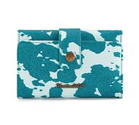 Montana West Small Wallets Woman Trifold RFID Blocking Wallet Ladies Female Credit Card Wallet Western Travel Wallets with ID Window, Cow Print-Blue, 5.2" x 0.6" x 3.6", Western