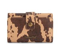 Montana West Small Wallets Woman Trifold RFID Blocking Wallet Ladies Female Credit Card Wallet Western Travel Wallets with ID Window, Cow Print-Brown, 5.2" x 0.6" x 3.6", Western